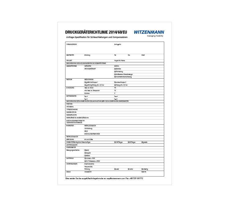 Preview AnfrageSpezifikation Schlauchleitungen und Kompensatoren Druckgeräterichtilinie 2014/68/EU Product Teaserslider